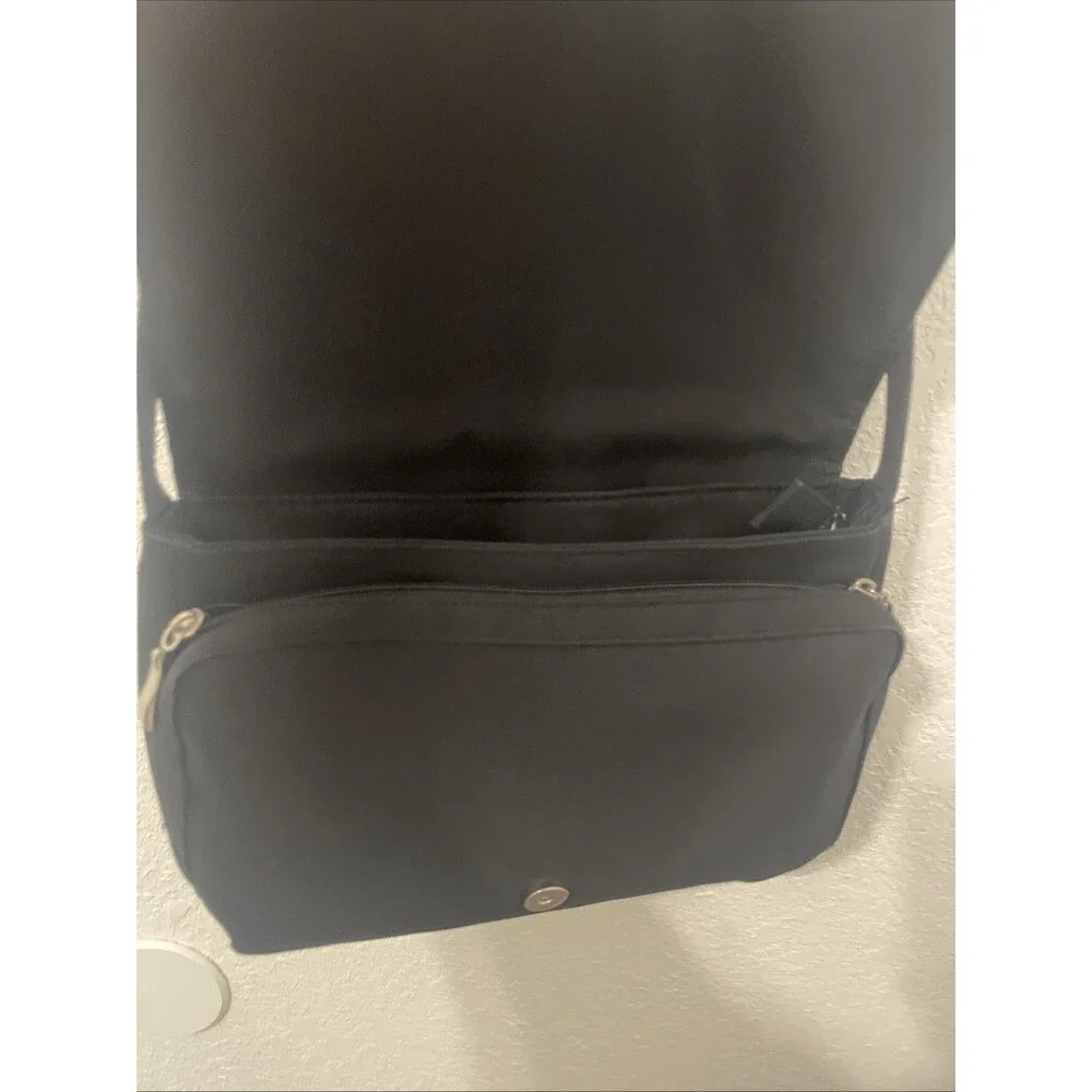 Donna Karan New York Canvas Black Crossbody Bag, Snap Closure Classic Stain